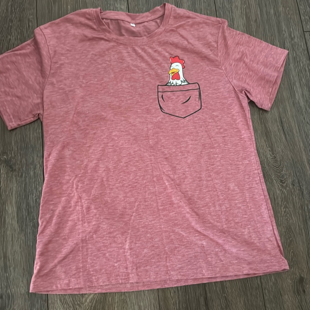 Pink chicken in the pocket t-shirt